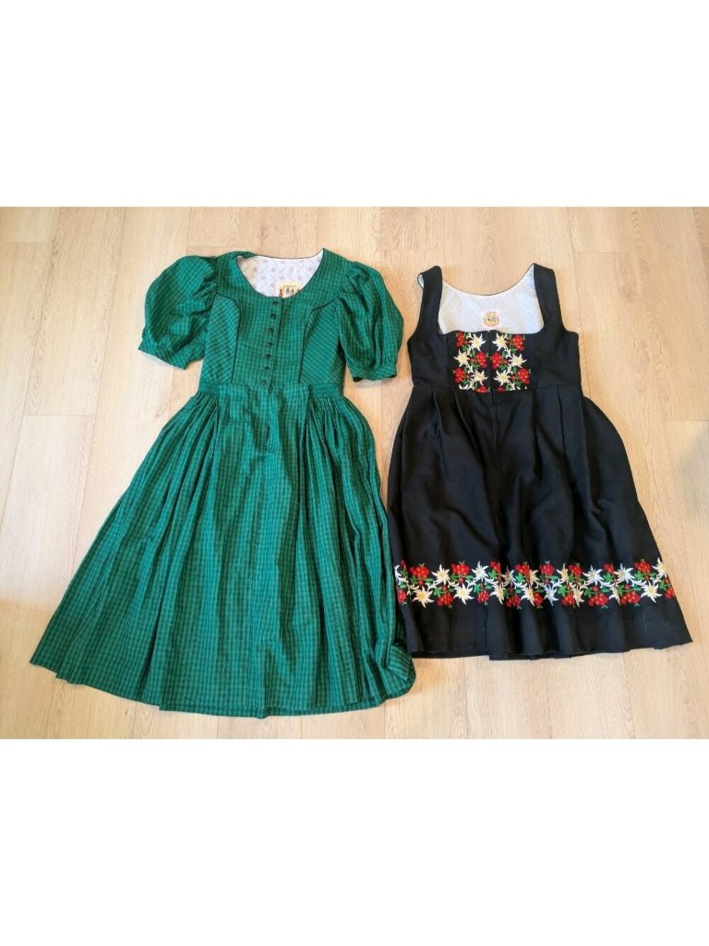 Vintage Dirndl Dress Lot Trachten Osterreich Wenger Green Black 42 16 L